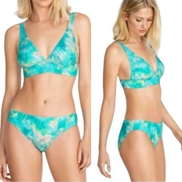 Nwt johnny was calme tie dye blue white turquoise two piece bikini - Picture 1 of 4